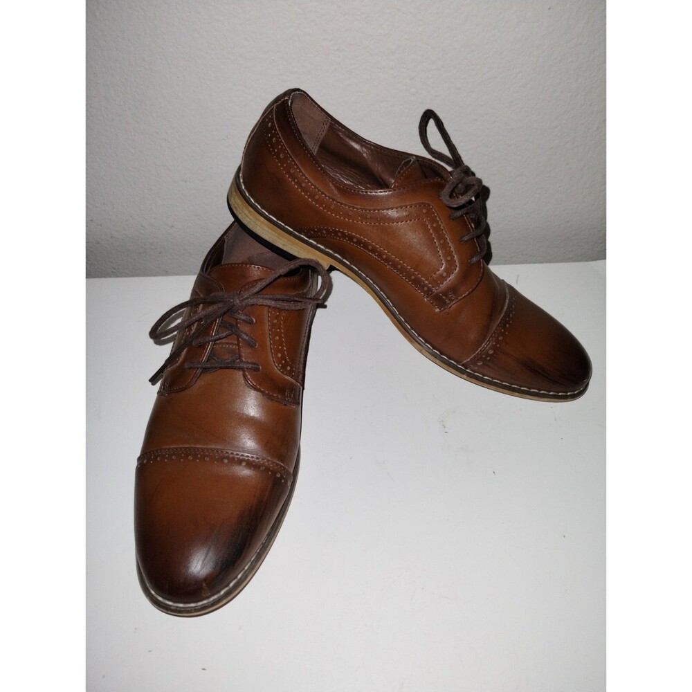 Stacy Adams Dickinson Mens Oxford Dress Shoes Size 6M Brown Cognac Cap Toe Lace